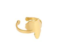 ZMJK Africa Map Ring Hollow Titanium Steel African Map Open Ring Glossy Heart Shape Ring Country Map Rings Jewelry for Women, Metal, No Gemstone