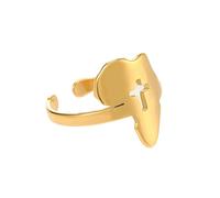 ZMJK Africa Map Ring Hollow Titanium Steel African Map Open Ring Glossy Heart Shape Ring Country Map Rings Jewelry for Women, Metal, No Gemstone