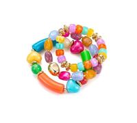 ZMJK Chunky Resin Beaded Stackable Stretch Bracelets Set for Women, Stretchy, aolly Acrylic, no gemstone
