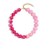 ZMJK Colorful Round Bead Necklace for Women Chunky Resin Beads Boho Choker Necklace Multicolor Rainbow Large Beaded Handmade Statement Bold Necklace Charm Jewelry, 17-20 Inches, Acrylic, No Gemstone