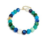 ZMJK Colorful Round Bead Necklace for Women Chunky Resin Beads Boho Choker Necklace Multicolor Rainbow Large Beaded Handmade Statement Bold Necklace Charm Jewelry, 17-20 Inches, Acrylic, No Gemstone