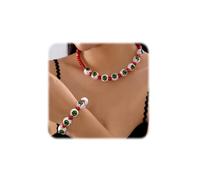 ZMJK Halloween Chunky Beaded Bracelet Necklace Set for Women Gothic Blood Eyeball Choker Necklace Darkness Bat Spider Round Beads Stretchy Bracelets for Halloween Jewelry Witch Accessories, extra