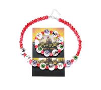 ZMJK Halloween Chunky Beaded Bracelet Necklace Set for Women Gothic Blood Eyeball Choker Necklace Darkness Bat Spider Round Beads Stretchy Bracelets for Halloween Jewelry Witch Accessories, extra