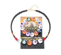 ZMJK Halloween Chunky Beaded Bracelet Necklace Set for Women Gothic Blood Eyeball Choker Necklace Darkness Bat Spider Round Beads Stretchy Bracelets for Halloween Jewelry Witch Accessories, extra
