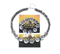 ZMJK Halloween Chunky Beaded Bracelet Necklace Set for Women Gothic Blood Eyeball Choker Necklace Darkness Bat Spider Round Beads Stretchy Bracelets for Halloween Jewelry Witch Accessories, extra