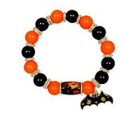 ZMJK Halloween Colourful Beaded Stretch Bracelet for Women | Spooky Charm Bracelet with Bat Ghost Pumpkin Witch Cat Skull Castle Pendant,Limited Edition Halloween Season Jewelry Gift