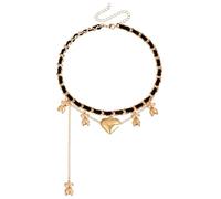 ZMJK Heart Bear Necklace Gummy Bear Pendant Heart Collarbone Chain Choker Velvet Double Layer Bear Chain Necklace Tassel for Girls Jewelry for Women, Zinc, No Gemstone