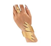 ZMJK Punk Statement Jewelry Set for Women Irregular Chunk Wing Open Cuff Bracelet Ring Set Chunk Wide Metal Bangle Adjustable Ring for Women Gold/Silver Accessories, extra, Alloy Steel, No Gemstone