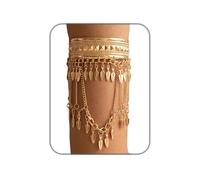 ZMJK Vintage Tassel Western Arm Cuff Bracelets for Women Gold Open Upper Arms Cuff Bangle with Multi Layer Coin Leaf Fringe Chains Boho WideTribal Armband Jewelry, open, aolly, no gemstone