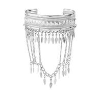 ZMJK Vintage Tassel Western Arm Cuff Bracelets for Women Gold Open Upper Arms Cuff Bangle with Multi Layer Coin Leaf Fringe Chains Boho WideTribal Armband Jewelry, open, aolly, no gemstone