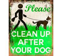 ZMKDLL CLEAN UP AFTER YOUR PET DOG ANIMAL POO MESS DIRT METAL PLAQUE TIN WALL SIGN - Tin Sign 8X12 Inch