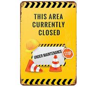 ZMKDLL Metal Tin Sign 12x8 Inch Caution This Area Currently Closed Sign Decor Home Vintage