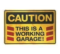 ZMKDLL Metal Tin Sign 12x8 Inch Caution This is a Working Garage Sign Decor Home Vintage