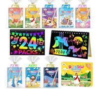 ZMLM 24 Pack Scratch Art, Party Bag Fillers for Kids (Christian)