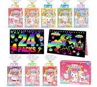 ZMLM 24 Pack Scratch Art, Party Bag Fillers for Kids,Scratch Books(Unicorn)