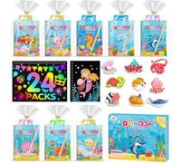 ZMLM 24 Pack Scratch Art,Party Bag Fillers for Kids,With 3D Puzzles(Ocean)