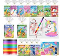 ZMLM 48-Pack Mini Colouring Books & Stacking Crayons : Instant Kids Party Bag Fillers | Bulk Party Favours, Birthday Return Gifts & Classroom Rewards for Kids Ages 3+ (48 Multicolor)