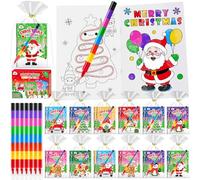 ZMLM Christmas Party Bag Fillers - 24 Pack Christmas Colouring Books & Crayons, All-in-One Activity Set for Party Favours Santa Party Bag Fillers Gifts for Kids