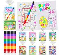 ZMLM Easter Party Bag Fillers - 24 Pack Easter Colouring Books & Crayons, All-in-One Activity Set, Easter Egg Hunt Prizes, Party Bag Fillers, Party Favours