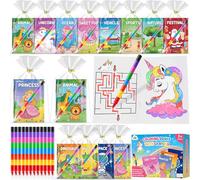 ZMLM Easter Party Bag Fillers for Kids - 48 Pack Mini Colouring Books & Crayons, Party Favours Kids, End of Term Class Gifts, Birthday Girls & Boys Party Bag Fillers