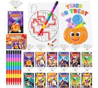 ZMLM Halloween Party Bag Fillers - 24 Pack Halloween Colouring Books & Crayons, All-in-One Activity Set for Samhain Party Bag Fillers Gifts for Kids & Classroom Prizes for Pupils