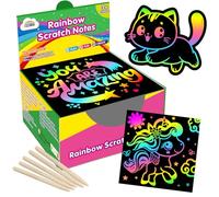 ZMLM Scratch Art for kids - 165 Magic Note Pads Cards Sheets, Scratch Art Notes, Rainbow Scratch Paper, Black Crafts Arts, Classroom Prizes,Birthday Gifts Girls Boys (multicoloured)