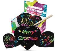 ZMLM Scratch Art for kids - 165 Magic Rainbow Scratch Paper Notes, Love Heart Scratch Cards Sheets, Black Crafts Arts, Classroom Prizes, Birthday Gifts for Girls Boys (Green)