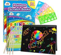 ZMLM Scratch Art for Kids - 2 Pack Large Rainbow Scratch Notebooks, Arts and Crafts for Kids Ages 3-12, Girls Toys Rainbow Scratch Paper, Craft Kits for Kids, Birthday Presents for Girls Boys(Blue)