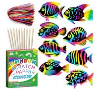 ZMLM Scratch Art for Kids - 48Pcs Rainbow Scratch Paper (Fish)