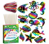ZMLM Scratch Art for Kids - 48Pcs Rainbow Scratch Paper (Ocean)