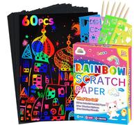 ZMLM Scratch Art for Kids: 60Pcs Magic Drawing Art Craft Kid Black Scratch off Paper Supply Kit Toddler Preschool Learning Bulk Toy for Age 3 4 5 6 7 8 9 10 Girl Boy Holiday|Party Favor|Birthday Gift