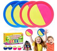 ZMLM Toss Catch Ball Toy Set: Beach Yard Lawn Sport Game Activity Backyard Fun Outside Family Outdoor Toy for Age 3-12 Girl Boy Kid Birthday Gift with 4 Sticky Paddles 4 Throw Balls (Green+Pink)