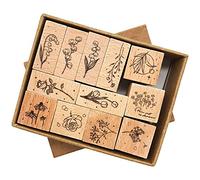 ZMLSED 12pcs Vintage Nature Flower Leaves Wooden Decorative Stamps for Card Making, DIY Arts, Crafts, Planner, Bullet Journal, Scrapbooking