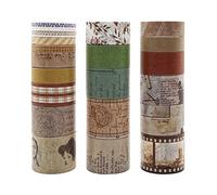ZMLSED 20 Roll Washi Tape Set, Vintage Brown Film Grid Japanese Decorative Writable Masking Tape for Arts DIY Crafts Scrapbooking Album Bullet Junk Journal Planners Calendars Notebook