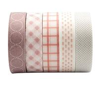 ZMLSED 5 Rolls Basic Collection Decoration Washi Tape Set, 10mm Wide Japanese Masking Decorative Tapes for Bullet Journal Planners DIY Crafts and Arts Scrapbooking Adhesive