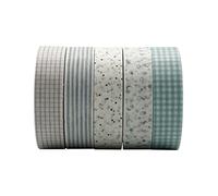 ZMLSED 5 Rolls Blue Washi Tape Set, 10mm Wide Grid Japanese Decorative Masking Tape for Arts DIY Collage Crafts Scrapbooking Album Bullet Junk Journal Planners Calendars