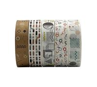 ZMLSED 5 Rolls Minimalist Graphics Washi Tape Set, 10mm Wide Japanese Decorative Masking Tape for Arts DIY Collage Crafts Scrapbooking Album Bullet Junk Journal Planners Calendars