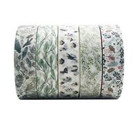 ZMLSED 5 Rolls Vintage Floral Washi Tape Set, Japanese Masking Decorative Tapes for DIY Crafts and Arts Bullet Journal Planners Scrapbooking Adhesive