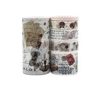 ZMLSED 6 Roll Washi Tape Set, Japanese Romantic Decorative Writable Masking Tape for Arts DIY Crafts Scrapbooking Album Bullet Junk Journal Planners Calendars Notebook