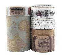 ZMLSED 7 Rolls Washi Masking Tapes Set, Japanese Decorative Writable Vintage Tape for DIY Crafts Arts Scrapbooking Bullet Journal Planners