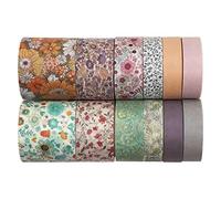 ZMLSED Vintage Floral Washi Tapes Set, 12 Rolls Flower Decoration Japanese Masking Writable Decorative Tapes for Bullet Journal Planners DIY Crafts Arts Scrapbooking Adhesive
