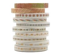 ZMLSED Vintage Pattern 5mm Wide Skinny Washi Tapes Set, 10 Rolls Minimalist Yellow Japanese Masking Decorative Tapes for Bullet Journal Planners DIY Decor Crafts Arts Scrapbooking Adhesive
