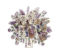 ZMLSED Vintage Romantic Lavender Scrapbook Stickers, 40Pcs Purple Decorative Retro Adhesive Watercolor Aesthetic for Craft Art Bullet Junk Journal Laptop DIY Paper Planner Notebook Collage Album