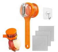ZMMCHCG Vegetable Peeler with Container, Potato Peeler for Kitchen, Fruit & Veg Peeler Set with a Hook & 3 Wire Dish Cloths, Speed Peeler Hand for Potatoes Carrot, Stainless Steel Blade, Orange