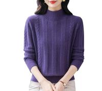 ZMNKH Autumn Winter Women Sweater Casual Jumper Long Sleeve Pullover Mock Neck Sweater Pullver Tops Ladies Warm Knitwear,100% Cashmere