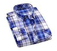 ZMNKH Men's Dress Shirts Long Sleeve Business Slim Fit Work Shirts Non Iron Shirt Plaid Shirt Casual Button Down Shirts with Pocket