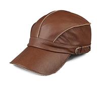 ZMNKH Men's Leather Baseball Cap Driver Hat Sports Sun Cap with Adjustable Strap Trapper Hunting Hat Biker Hat