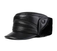 ZMNKH Men's Winter Leather Baseball Cap with Visor Outdoor Warm Earflap Hat Trapper Hunting Hat Aviator Cap Driving Hat