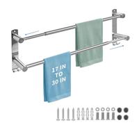zmnklry Towel Bar, Adjustable 16.7 to 29.5 Inch Double Layer Towel Rack, Stainless Steel Bath Towel Holder,Towel Bar for Bathroom, Bathroom Towel Bar, Towel Bar for Bathroom, Bathroom Towel Storage