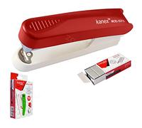 ZMOD10FS Desktop Stapler with Staple Remover, RED Body + 1000 Staples, 20 Sheets Stapling, Reload Indicator, No - 10 Staples, iZOFAX Black Ball Pen